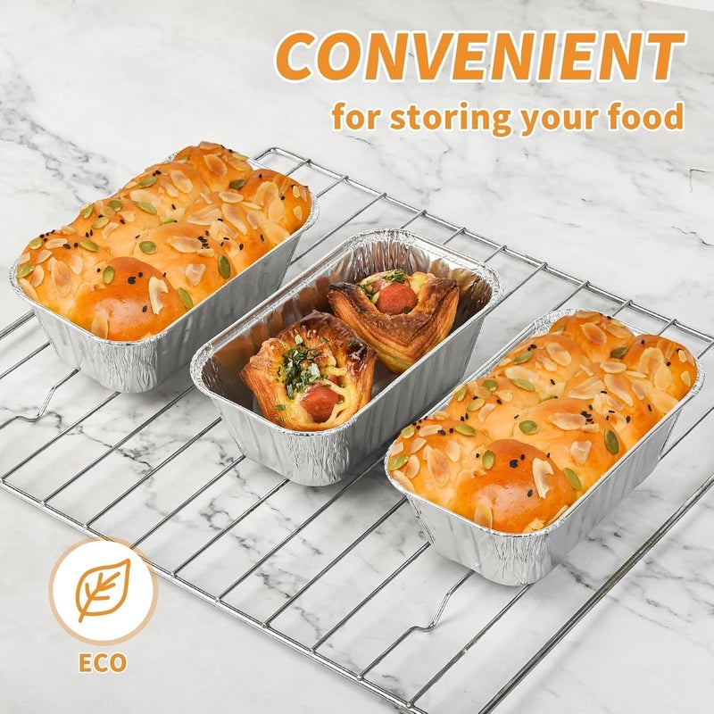 Findful 60 Pack 6"x3.5"x2" Disposable Aluminum Loaf Pans with Chear Lids, 1 lb Mini Foil Loaf Pans & Food Containers,Small Aluminum Tin Foil Baking Pan for Cakes, Bread, Meat, Loaves - Image 4